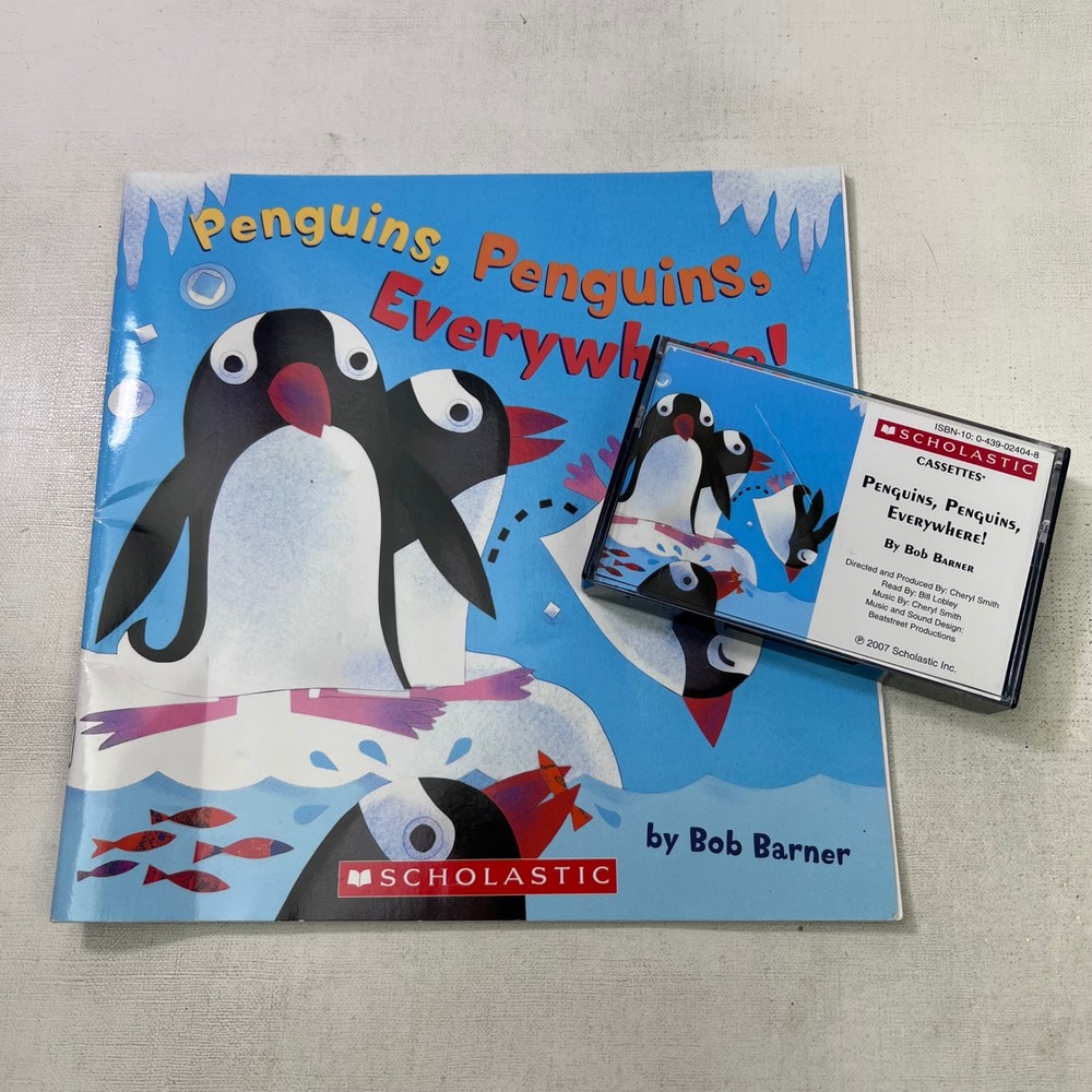Scholastic Penguins Penguins Everywhere Book and Cassette Tape Set Bob Barner
